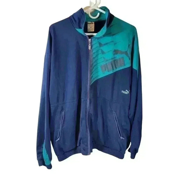 Vintage 90s Blue Puma Trac Jacket Full Zip - Picture 1 of 9